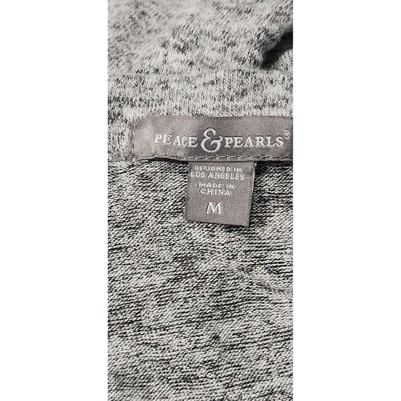 Peace And Pearls Blouse For Women Size Medium relax fit Gray With Pearl Trim - Picture 9 of 12